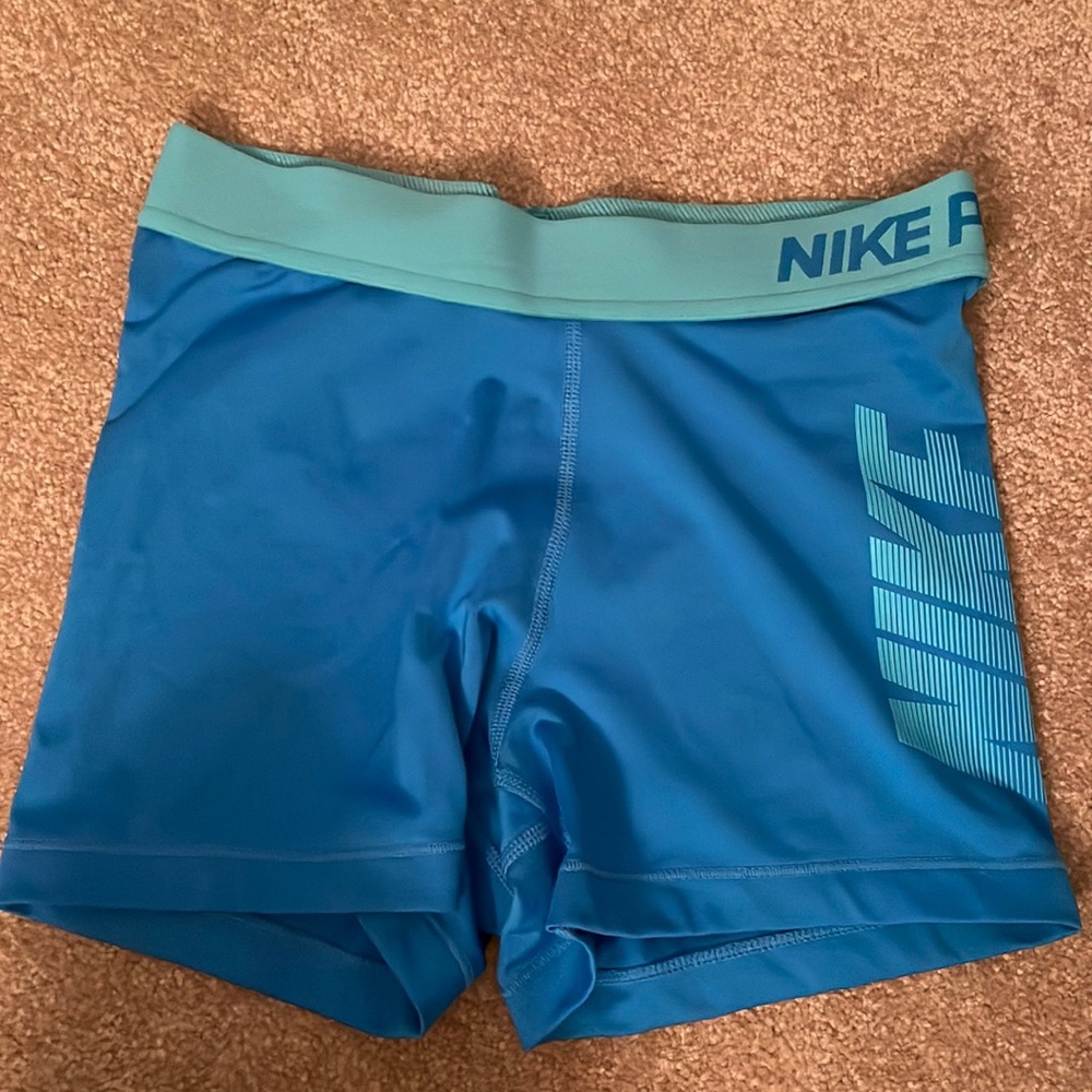 SMALL nike pros two tone blue and light blue